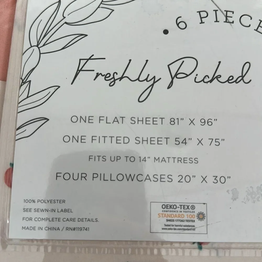 NWT Freshly picked Peach Sheet Set ~Full